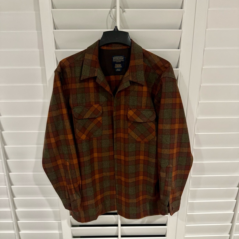 Pendleton Men’s Brown, Green and Orange Plaid Board Shirt